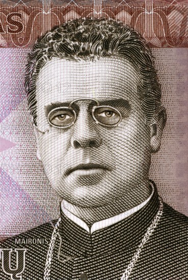Maironis (1862-1932) on 20 Litu 2007 Banknote from Lithuania. Lithuanian romantic poet
