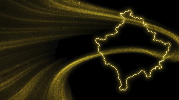 Map of Kosovo, Gold glitter map on dark background