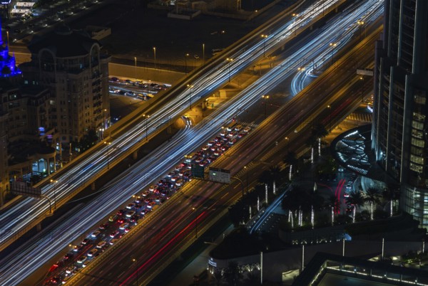 A picture of the busy Al Safa Street at night