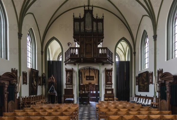 Lovenjoel, Flemish Brabant Region, Belgium, 01 29 2022: Interieur design of the gothic Saint Lambert church, Europe
