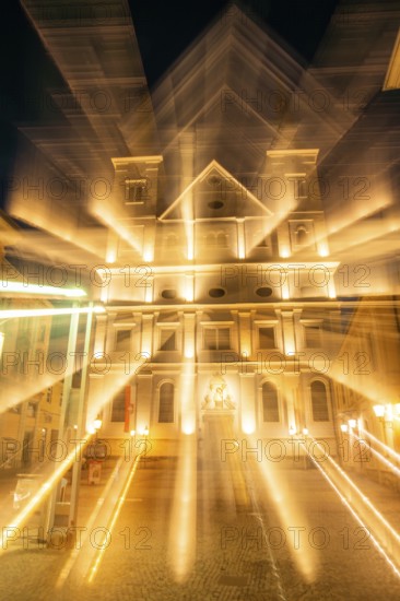 Facade of the Roman Catholic parish church of St Xavier, zoom effect, Leoben, Styria, Austria, Europe