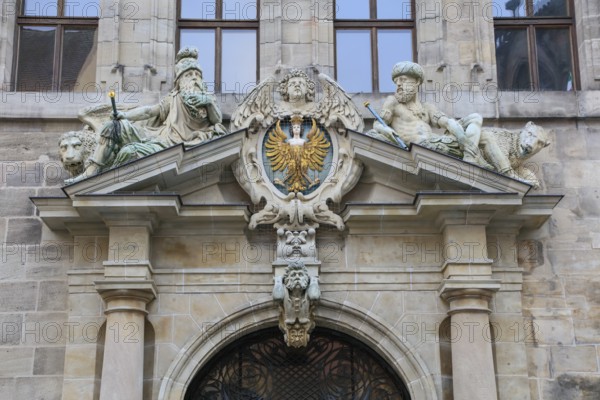 LInke's portal of the west façade, baroque portal by Leonhard Kern, town hall, Nuremberg, Middle Franconia, Franconia, Bavaria, Germany, Europe