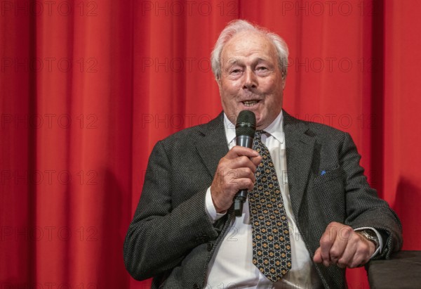 FRANKFURT AM MAIN, Germany, November 3rd 2019: John Glen (*1932, british film director an editor, most famous for directing a record five bond films) talking about his experiences directing five bond films at 30 Years 'Licence to Kill' talk at Deutsches Filmmuseum DFF, Europe
