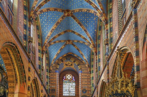 Saint Mary's Basilica is a Brick Gothic church adjacent to the Main Market Square in Kraków, Poland. Interior