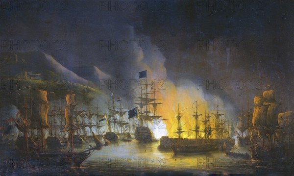 The Bombardment of Algiers (27 August 1816) was an attempt by Britain to end the slavery practices of the Dey of Algiers. An Anglo-Dutch fleet under the command of Admiral Lord Exmouth bombarded ships and the harbour defences of Algiers.<br/><br/> Although there was a continuing campaign by various European and the American navies to suppress the piracy against Europeans by the North African Barbary states, the specific aim of this expedition was to free Christian slaves and to stop the practice of enslaving Europeans. To this end, it was partially successful as the Dey of Algiers freed around 3, 000 slaves following the bombardment and signed a treaty against the slavery of Europeans. However, the cessation of slavery did not last long