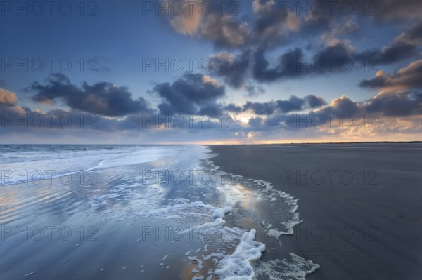 Sunrise on North sea coast, Schiermonnikoog, Netherlands