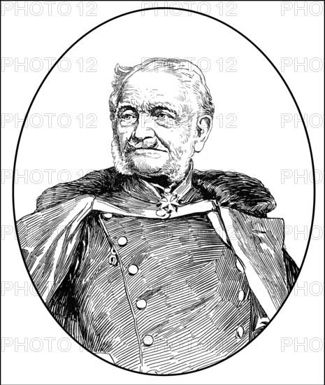 Historical illustration, portrait of Friedrich Heinrich Ernst Graf von Wrangel, 1784 - 1877, a Prussian general field marshal, Historische Zeichnung, Portrait von Friedrich Heinrich Ernst Graf von Wrangel, 1784 - 1877, ein preußischer Generalfeldmarschall
