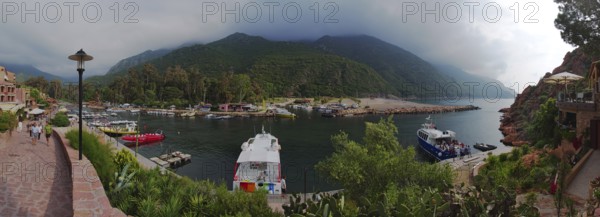 The harbour of Porto-Marina in the Bay of Porto, Corsica