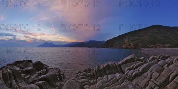 Evening atmosphere on the beach in Porto, Corsica