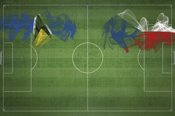 Saint Lucia vs Czech Republic Soccer Match, national colors, national flags, soccer field, football game, Competition concept, Copy space