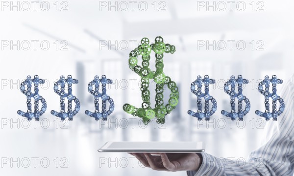 Connections and networking concepts as means of money earning on white office background
