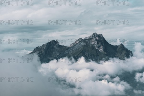 Panoramic view of the mountains at Lake Lucerne in Switzerland