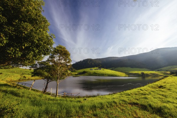 Landscape view at sunset over Mount Dromedary near Central Tilba in New South Wales, Australia, Oceania