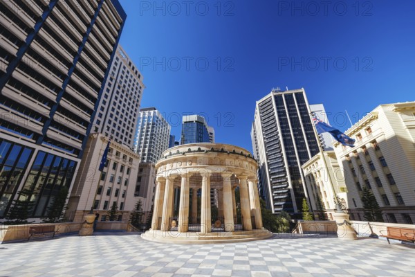 BRISBANE, AUSTRALIA, JULY 29 2023: ANZAC Square and memorial parklands on a warm winter's morning in Brisbane, Queensland, Australia, Oceania