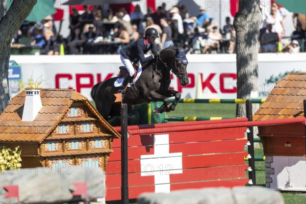 Ben Maher of Great Britain, riding Exit Remo competes in the BMO Nations Cup during the CSIO Spruce Meadows, Masters, in Calgary, Alberta, Canada, North America