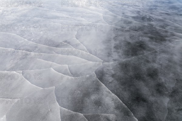 Nature, ice cracks on a frozen river, Province of Quebec, Canada, North America