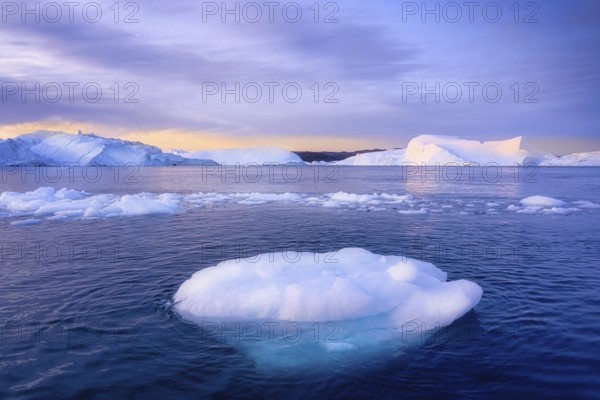 Greenland Ilulissat glaciers at fjord Disco Bay West Greenland