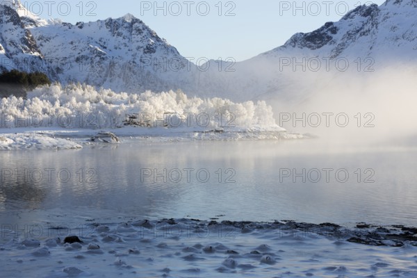 Winter landscape in the Lofoten Islands, Norway, Europe