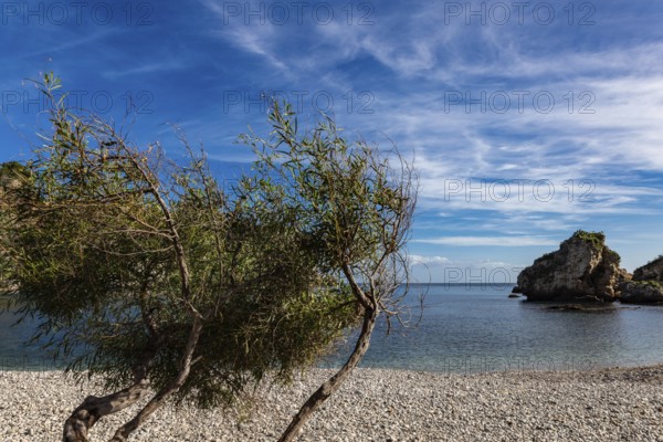 The sea in winter. View of the beautiful Sicilian coast