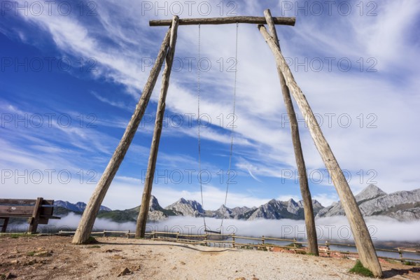 The highest swing in the world, Riaño, province of León, autonomous community of Castile and León, Cantabrian mountain range, Spain, Europe