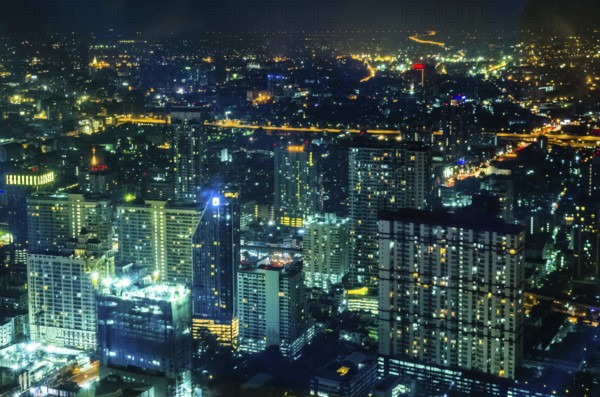 Bangkok top night view cityscape in the business disctrict