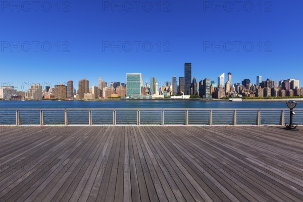 Manhattan New York sunny skyline East River sunshine NYC USA