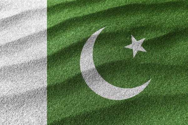 Pakistan sand flag, national flag sand background