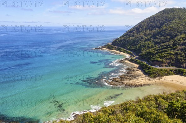 Majestic view of the Bass Strait and the Great Ocean Road from Teddy's Lookout, Lorne, Victoria, Australia, Oceania