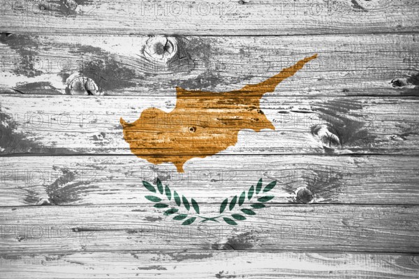 Cyprus flag on wooden planks background wood flag