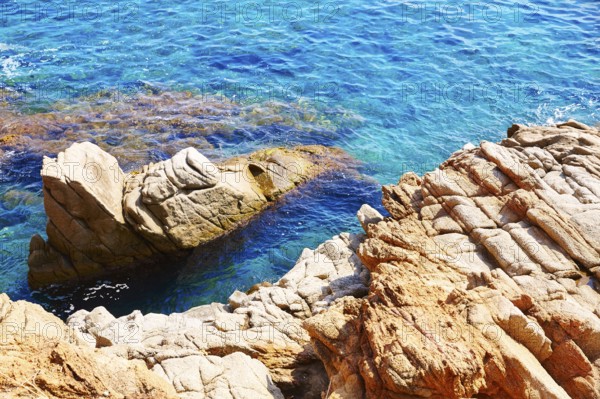 Costa Brava beach Lloret de Mar in Catalonia Cala Banys at Spain