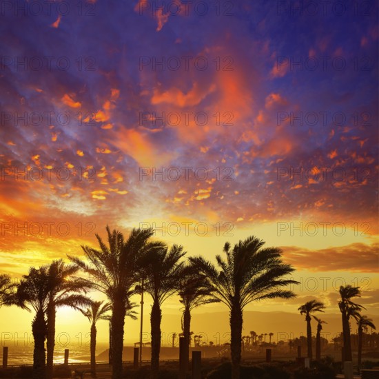 Almeria Cabo de Gata sunset in Retamar beach at Spain