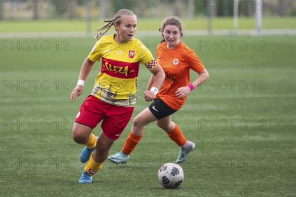 LUBIN, POLAND - SEPTEMBER 11, 2024: Football women match Polish Central Youth League CLJ U-16 Zaglebie Lubin FemGol vs Sleza Wroclaw.