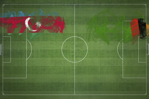 Azerbaijan vs Zambia Soccer Match, national colors, national flags, soccer field, football game, Competition concept, Copy space