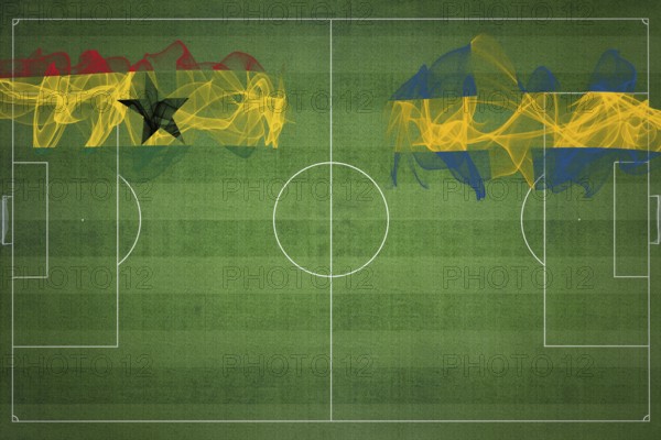 Ghana vs Sweden Soccer Match, national colors, national flags, soccer field, football game, Competition concept, Copy space