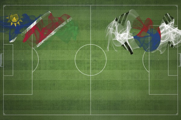Namibia vs South Korea Soccer Match, national colors, national flags, soccer field, football game, Competition concept, Copy space