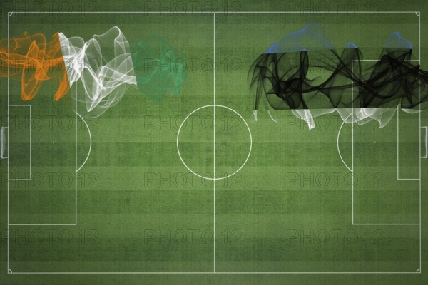 Ivory Coast vs Estonia Soccer Match, national colors, national flags, soccer field, football game, Competition concept, Copy space