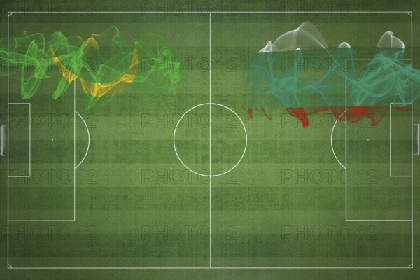 Mauritania vs Bulgaria Soccer Match, national colors, national flags, soccer field, football game, Competition concept, Copy space