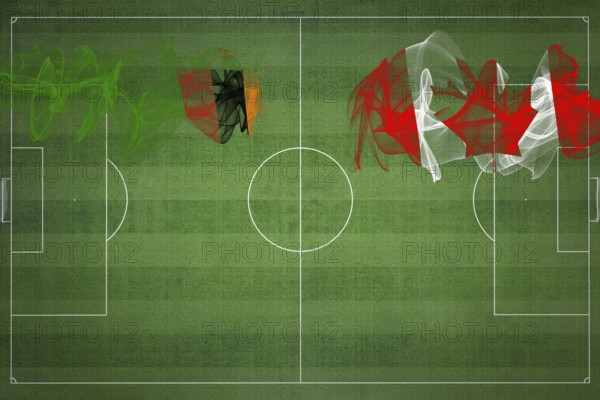 Zambia vs Canada Soccer Match, national colors, national flags, soccer field, football game, Competition concept, Copy space