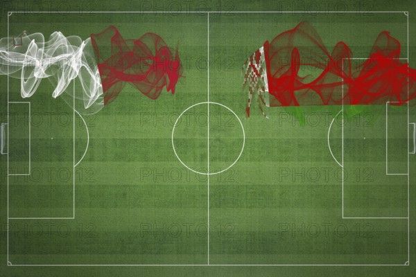 Malta vs Belarus Soccer Match, national colors, national flags, soccer field, football game, Competition concept, Copy space