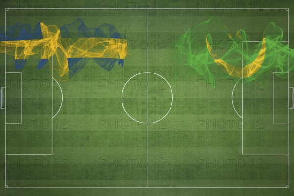 Sweden vs Mauritania Soccer Match, national colors, national flags, soccer field, football game, Competition concept, Copy space