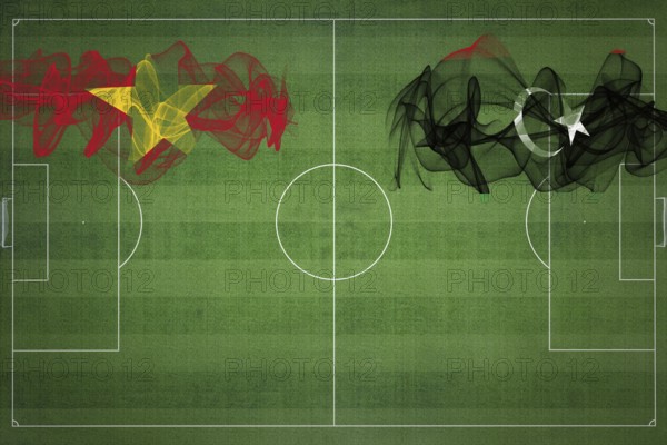 Vietnam vs Libya Soccer Match, national colors, national flags, soccer field, football game, Competition concept, Copy space