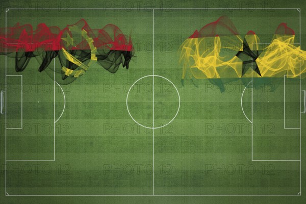 Angola vs Ghana Soccer Match, national colors, national flags, soccer field, football game, Competition concept, Copy space