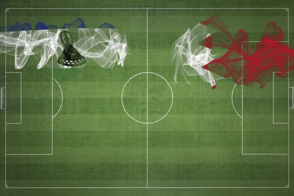 Lesotho vs Bahrain Soccer Match, national colors, national flags, soccer field, football game, Competition concept, Copy space