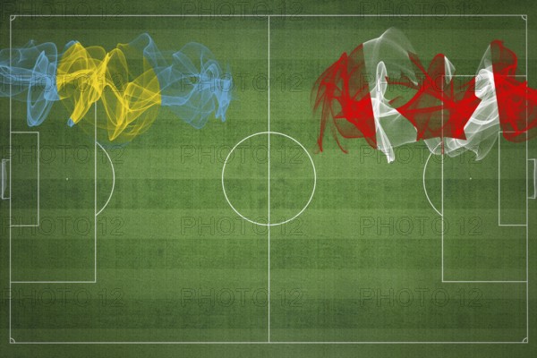 Palau vs Canada Soccer Match, national colors, national flags, soccer field, football game, Competition concept, Copy space