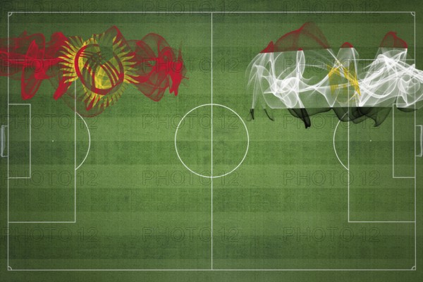 Kyrgyzstan vs Egypt Soccer Match, national colors, national flags, soccer field, football game, Competition concept, Copy space