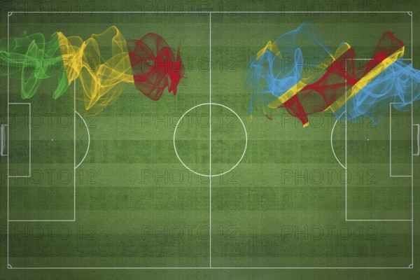 Mali vs DR Congo Soccer Match, national colors, national flags, soccer field, football game, Competition concept, Copy space