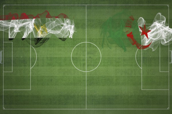 Egypt vs Algeria Soccer Match, national colors, national flags, soccer field, football game, Competition concept, Copy space