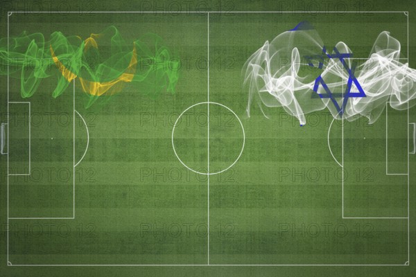 Mauritania vs Israel Soccer Match, national colors, national flags, soccer field, football game, Competition concept, Copy space
