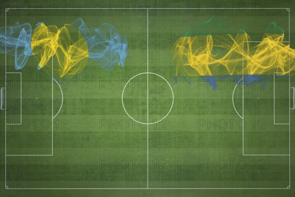 Palau vs Gabon Soccer Match, national colors, national flags, soccer field, football game, Competition concept, Copy space
