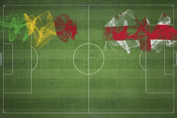Mali vs Georgia Soccer Match, national colors, national flags, soccer field, football game, Competition concept, Copy space